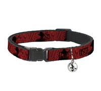 A Nightmare on Elm Street Breakaway Cat Collar With Bell, Plastic Clip, Easy Adjustable, Freddy Poses Quote Scrawls Hand Scratching Reds Black, 8.5 to 12 Inches 0.5 Inch Wide