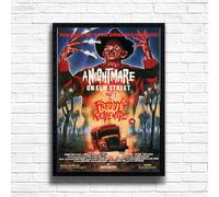A Nightmare On Elm Street2, Horror Movie Print, Scary Thriller Film Poster, A4 and A3 Size Frame Options,Great Home, Pub, Café, Bar Wall Art Print, House gift for horror lovers (A3 Framed (Black))