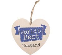 A-non 'WORLD'S BEST HUSBAND' Wooden Heart Shaped Hanging Plaque