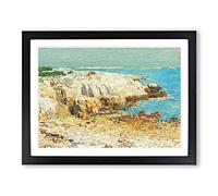 A North East Headland 2014.136.7 By Childe Hassam Classic Painting Framed Wall Art Print, Ready to Hang Picture for Living Room Bedroom Home Office Décor, Black A4 (34 x 25 cm)