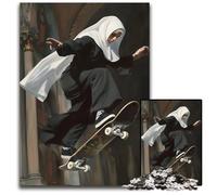 A Nun on A Skateboard 1000 Pieces Puzzles for Adults Paper Jigsaw Puzzles for Adults Perfect for Birthday Christmas 1000 PCS(38x26cm)