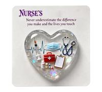 A Nurse's Pocket Hugs, Portable 2D Acrylic Heart Shaped Pocket Hugs Tokens Present With Greeting Cards, Appreciation Keepsake For Nursing Students Healthcare Persons Hospital Staff Caregivers