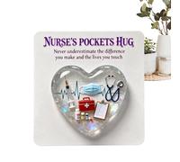 A Nurse's Pocket Hugs, Portable 2D Acrylic Heart Shaped Pocket Hugs Tokens Present With Greeting Cards, Appreciation Keepsake For Nursing Students Healthcare Persons Hospital Staff Caregivers