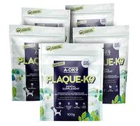 A-OK9 Plaque-K9 Dental Care Supplement for Dogs - 5 x 100g Pouch - For Bad Breath, Plaque or Tartar - Support Oral Hygiene - Natural Ingredients - All Ages & Breeds