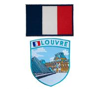 A-ONE 2 PCS Pack- Louvre Museum Musée du Louvre Paste Patch Sew On Patch, France Nation Flag Badges for Backpack Handbag NO.163C