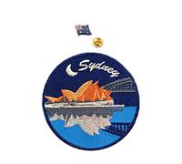 A-ONE 2 PCS Pack- Sydney Australia City(Night) Paste Patch Army Badge Patch Fabric Cloth Patches, Australia Emblem Pin Metal Buttons for Jacket Caps NO.172P