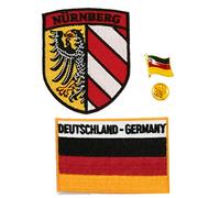 A-ONE 3 PCS Pack- Germany Nuremberg Shield Patch + Germany Flag Embroidery Badge + Deutsch National Flag Lapel Pin, Nürnberg City Shield Patch, Needle Pin No.038B