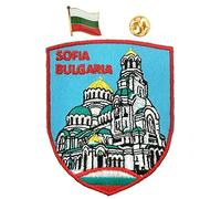 A-ONE Alexander Nevsky Cathedral Creative Badge + Bulgaria Flag Lapel Pin, Colorful Patch and Waving Flag Brooch, Suitable for Fabric Repair, Decoration, Backpacks, Jeans, Baseball Caps DIY NO.452P