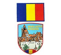 A-ONE Bran Castle Tactical Shield Patch+Romania National Flag Morale Embroidery Patch , Patches for Accessorize The Jacket Bag Clothes Hat NO.457C