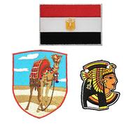 A-ONE Egyptian Queen Embroidered Function Iron Landmark Patch + Camel Applique Outdoor Patch + Egyptian Flag Emblem Patch, Lapel Pin Badge T-shirt, Jeans Backpack, Climbing Backpack, Queen of Ancient