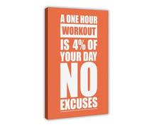 A One Hour Workout Is 4% of Your Day No Excuses - Gym Inspirational Quotes Canvas Print Canvas Poster Wall Art Decor Print Picture Paintings for Living Room Bedroom Decoration Frame: 24x36inch(60