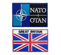 A-ONE NATO & U.K Flag Embroidered Patch Set, 3x2 Inches, 1 Piece, Rectangular, Patriotic/Military, Iron-On