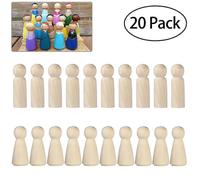 (A, One size) 20pcs Wooden Peg Doll, Unfinished Wooden Female Male Plain Blank Bodies Angel Dolls For Diy Craft Wedding Party