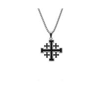 (A, One size) Medieval Religious Jewelry Gift Jerusalem Cross Pendant Necklaces For Women Men Stainless Steel Statement Chains Colars - Ss