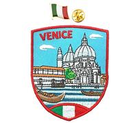 A-ONE Venice City Shield Patch + Italy Natioanl Sign Brooch, DIY Self-Adhesive Backing Applique, Custom Decoration on Backpacks, Jeans, Hats, Vest, Survival Game Vests NO.444P