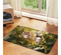 A Orange cat Pet Food Mat 17.2x11.81in Absorbent Non-Slip PU Leather Feeding Mat for Dogs Cats Rubber Bottom Fast Drying Rollable Pet Bowl Placemat