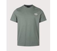 A.P.C. Mens Regular Fit Rue Madame GOTS T-Shirt - Colour: KOA Grey-green / White - Size: XL