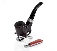 A.P. Donovan - Smoking Pipe Set for Tobacco Hand-Made in a Pouch - with Stainless Steel Stand & Shear - 9mm Filters - Ebony Wood (Zipacná)