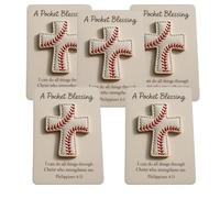 A P-ocket Blessing Baseball Cross Edition,Baseball Pocket Hug,P-ocket Cross Token with Verse Card,For Christians and Sports Lovers (5 PCS)