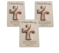 A P-ocket Blessing Baseball Cross Edition,Baseball Pocket Hug,P-ocket Cross Token with Verse Card,For Christians and Sports Lovers (3 PCS)