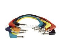 6 MONO Patch Leads / Cables with Right Angle Jack Plugs - 90cm long - FL4190