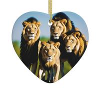 (A Pack Of Lions) Christmas Tree Ceramic Hanging Heart Bauble Ornaments Festive Xmas Pendant Decorations For Party Home Decor