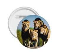 A pack of lions -Print Custom Round Enamel Pin - Alloy Metal Lapel Badge For Jacket, Bag, Gift Idea.