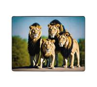 (A pack of lions) Print Flannel Non-Slip Area Rug 63x48 Inch, Soft Machine Washable Floor Mat With Memory Foam For Living Room & Bedroom.