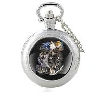 A Pack of Wolves Under The Moon Quartz Pocket Watch Men Ladies Pendant Necklace Clock Gift