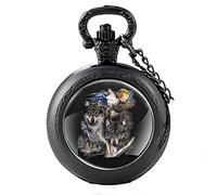 A Pack of Wolves Under The Moon Quartz Pocket Watch Men Ladies Pendant Necklace Clock Gift