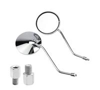 A Pair Chrome Motorcycle Scooter Mirrors Universal Motorbike Rear View Mirror 8mm With M10 Adapters Round Oval Convex Mirrors Mirrors End Rearviews