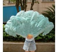 A Pair Fluffy Yellow Ostrich Feathers Fan Carnival Party Wedding Celebration Belly Dance Show DIY Decoration Fan Plume Fan 100CM-027-2 PCS Left Hand