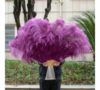 A Pair Large White Natural Fluffy Ostrich Feather Fans 1/2Pcs 60/90cm 75/130cm Hand Held Fan Party Stage Show Dance Props Fan-44 Reddish purple-130CM1PCS Right Hand