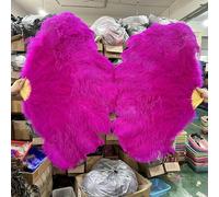 A Pair Large White Natural Fluffy Ostrich Feather Fans 1/2Pcs 60/90cm 75/130cm Hand Held Fan Party Stage Show Dance Props Fan-Rose Red-130CM1PCS Right Hand