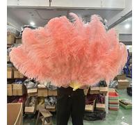 A Pair Large White Natural Fluffy Ostrich Feather Fans 1/2Pcs 60/90cm 75/130cm Hand Held Fan Party Stage Show Dance Props Fan-Shrimp pink-130CM1PCS Right Hand