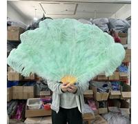 A Pair Large White Natural Fluffy Ostrich Feather Fans 1/2Pcs 60/90cm 75/130cm Hand Held Fan Party Stage Show Dance Props Fan-Mint Green-130CM1PCS Right Hand