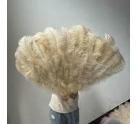 A Pair Large White Natural Fluffy Ostrich Feather Fans 1/2Pcs 60/90cm 75/130cm Hand Held Fan Party Stage Show Dance Props Fan-47 Drak khaki-130CM1PCS Right Hand