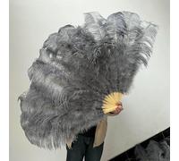 A Pair Large White Natural Fluffy Ostrich Feather Fans 1/2Pcs 60/90cm 75/130cm Hand Held Fan Party Stage Show Dance Props Fan-grey-130CM1PCS Right Hand