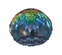 A pair of colorful Reusable shower cap - double-layer waterproof, elastic, environmentally friendly daily use shower cap