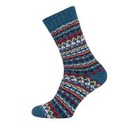 A Pair of Colourful Jacquard Pattern Wool Socks for Men and Women Soft Thick Cuddly Socks Hyggelig Warm with 45% Wool - Durable Warm, petrol, 43-46