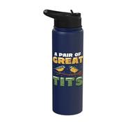 A Pair of Great Tits Funny Bird Watcher Stainless Steel Insulated Water Bottle