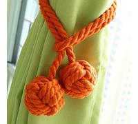 A Pair of Hand Knitting Curtain Rope Curtain Rope tie backs (Orange, two ball)