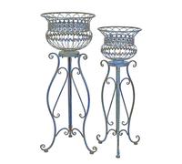 A pair of iron planters on stand replica retro design decoration