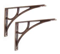 A Pair of Jones & Grey Antique Brass Effect Vintage Industrial Arch Style Cast Iron Metal Shelf Brackets