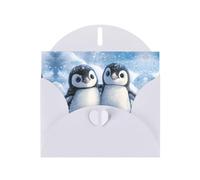 A pair of little penguins White Patterns greeting card 6x4 inches with envelope, covering birthdays, weddings and other occasions