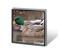 A Pair of Mallard Ducks Cute Button Pins Square Badge Cool Personalised Pattern Brooches for Bag Hat