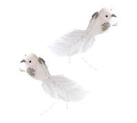 A Pair Of Realistic Snow-White Feather Bird Decorations, White Simulated, Portable Enhance The Decorative Effect Of Christmas Wreaths And Christmas Trees