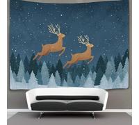 A Pair of Reindeer Flying Above The Snowy Forest Floor Decor Tapestry, Wall Art Tapestries Wall Hangings for Living Room Bedroom Dorm 150cmx200cm