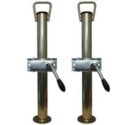 A Pair of Silver Trailer Prop Stands Corner steadys with Handle 34mm Diameter x 430mm Length with Split Clamps Pt no. LMX1512