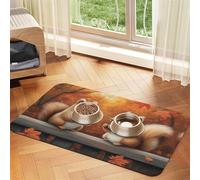 A Pair of Squirrels Pet Feeding Mat Dog Cat Eating Food Absorbent Leather Tablecloth for and Water Bowl Waterproof No Stains Quick Dry Non-Slip 23.62 * 15.75IN